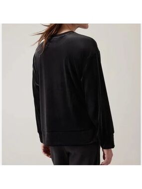 Athleta Crewneck Sweatshirt Pull-Over Retroplush Velvet Black Large